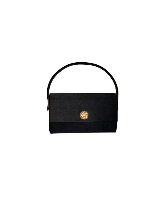Handbag, Bienen-Davis Black Evening Bag with Gold Clasp