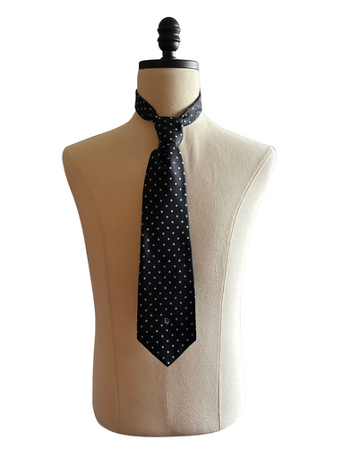 Ties, Christian Dior Black and White Polka Dot Necktie