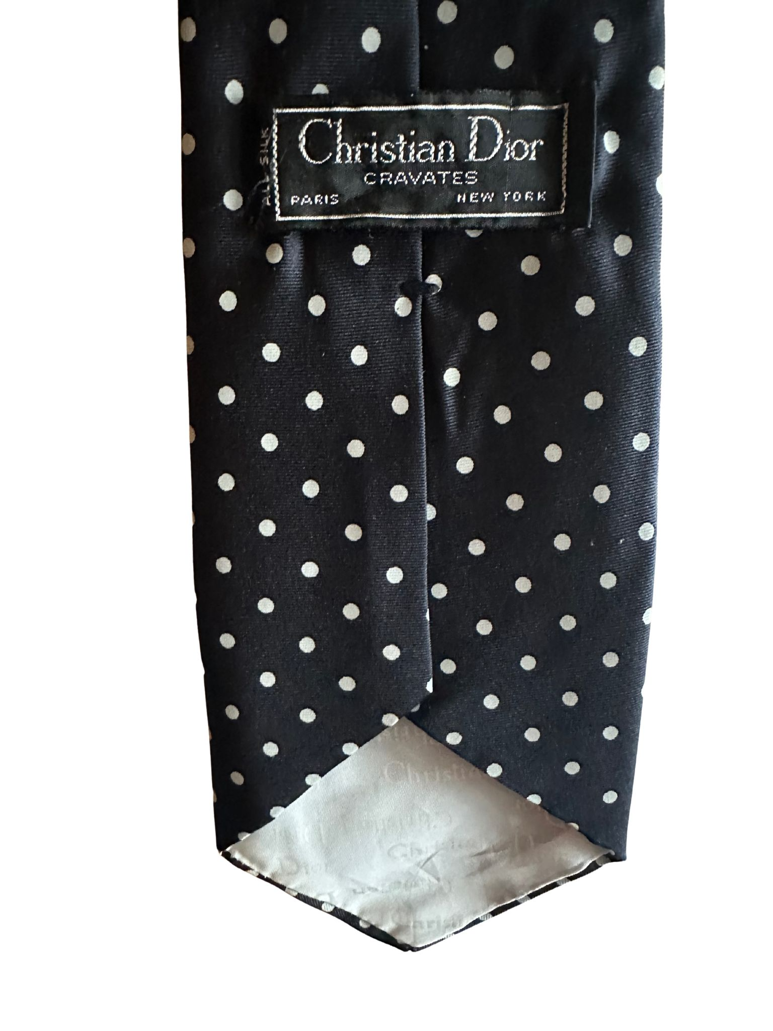 Ties, Christian Dior Black and White Polka Dot Necktie