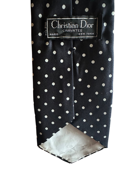 Ties, Christian Dior Black and White Polka Dot Necktie