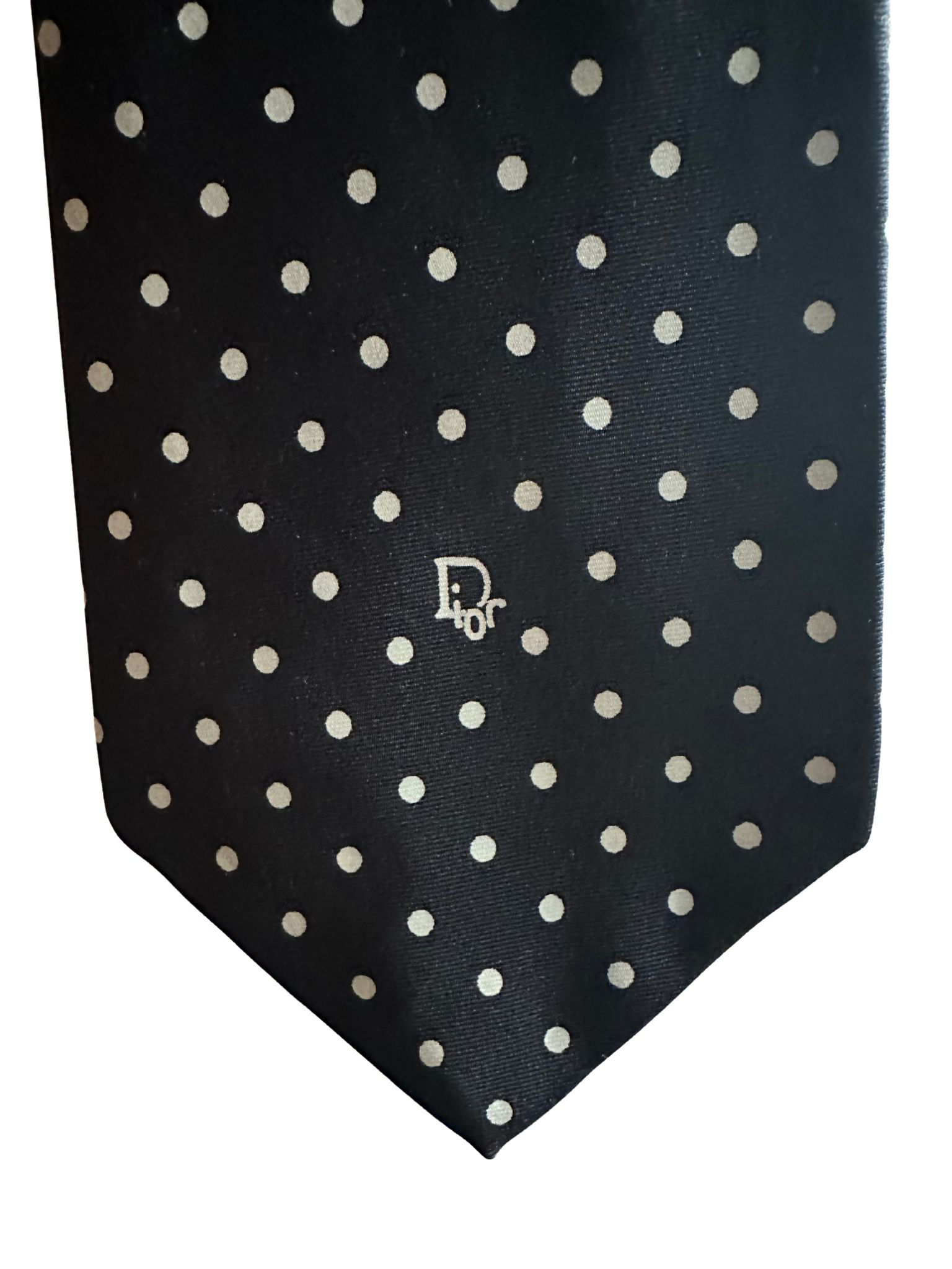 Ties, Christian Dior Black and White Polka Dot Necktie