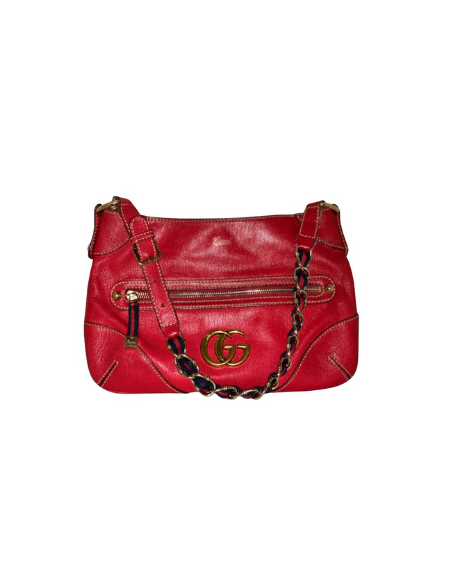 Handbag, Gucci Red Leather Shoulder Bag