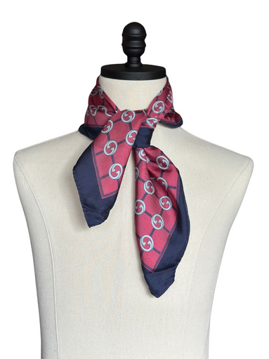 Scarf, Gucci Red Blue Silk Scarf