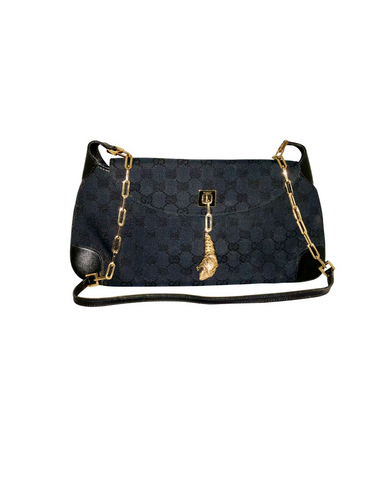 Handbag, Gucci by Tom Ford Black with Gold Tiger Charm