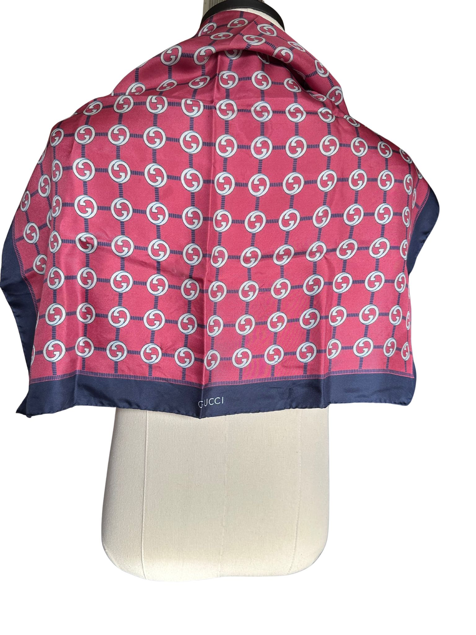 Scarf, Gucci Red Blue Silk Scarf