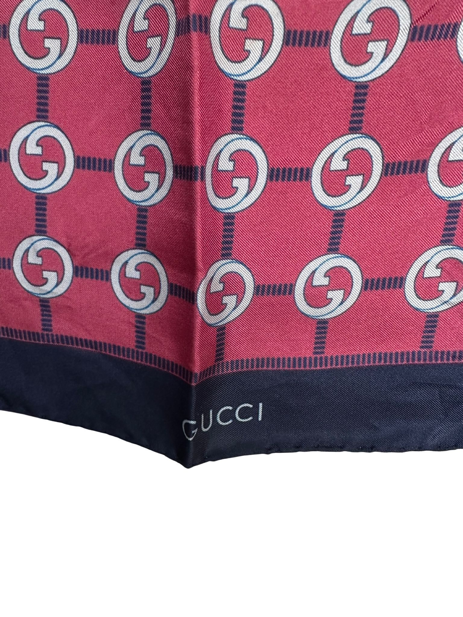 Scarf, Gucci Red Blue Silk Scarf