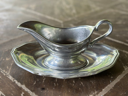 Entertaining, Wilton Armetale Gravy Boat with Saucer