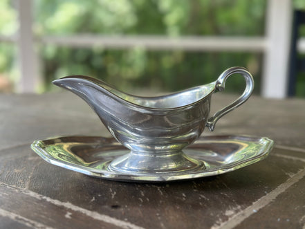 Entertaining, Wilton Armetale Gravy Boat with Saucer