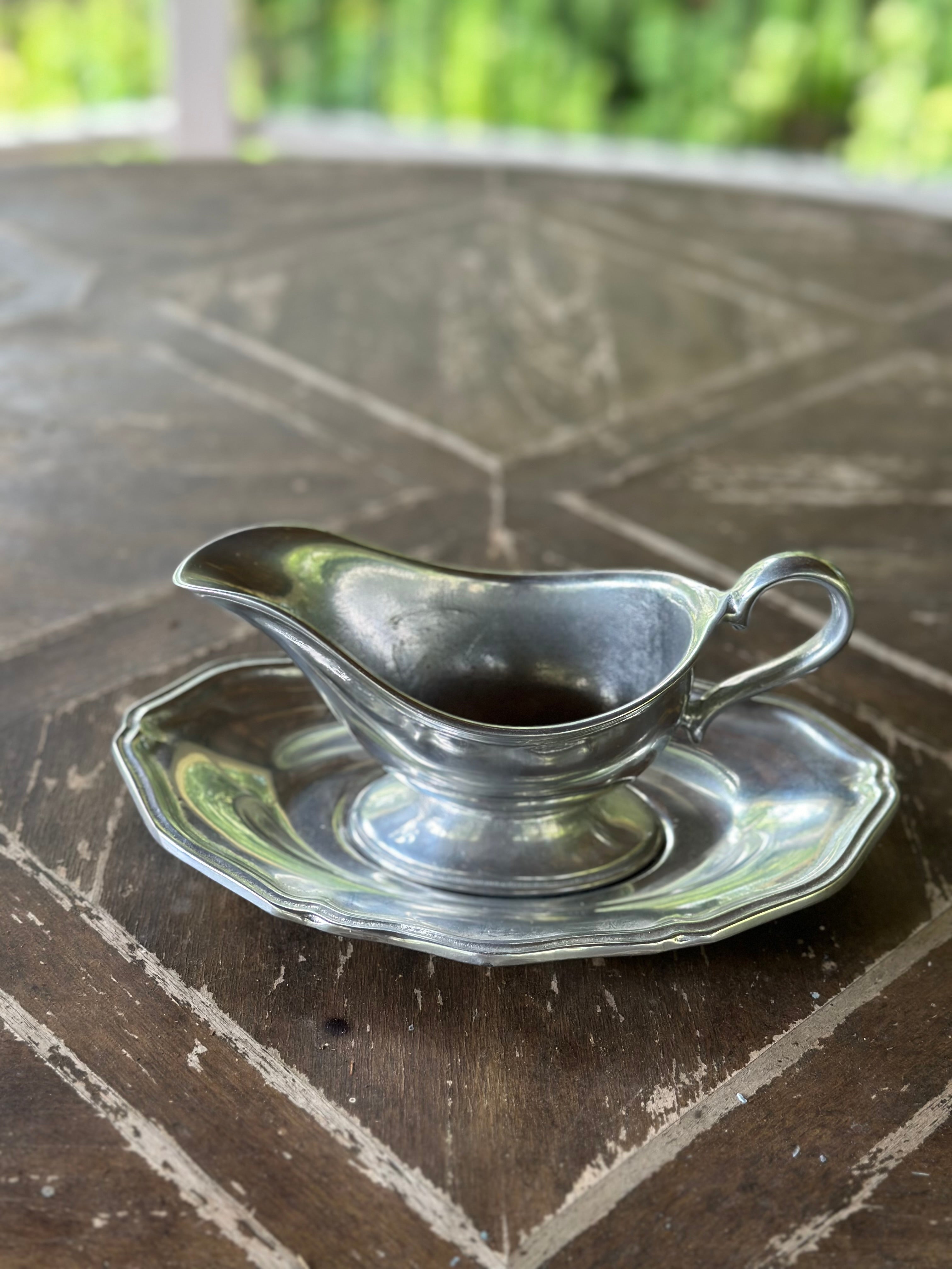 Entertaining, Wilton Armetale Gravy Boat with Saucer