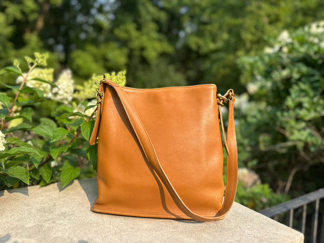 Handbag, Coach leather Equestrian Bucket Shoulder Bag