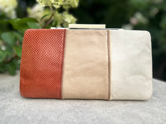 Handbag, Judith Leiber tri-color snakeskin bag