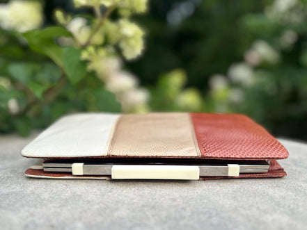 Handbag, Judith Leiber tri-color snakeskin bag