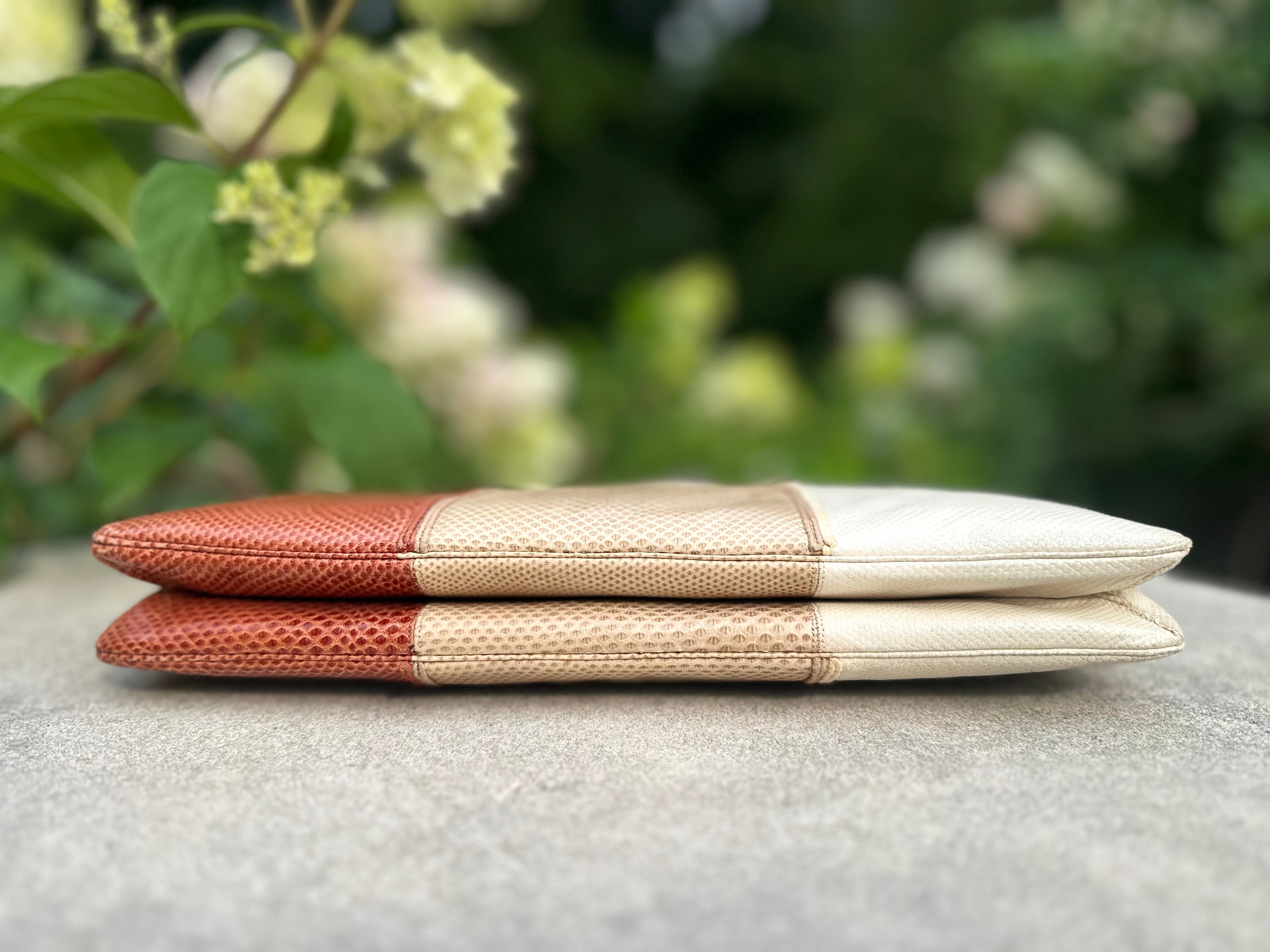 Handbag, Judith Leiber tri-color snakeskin bag