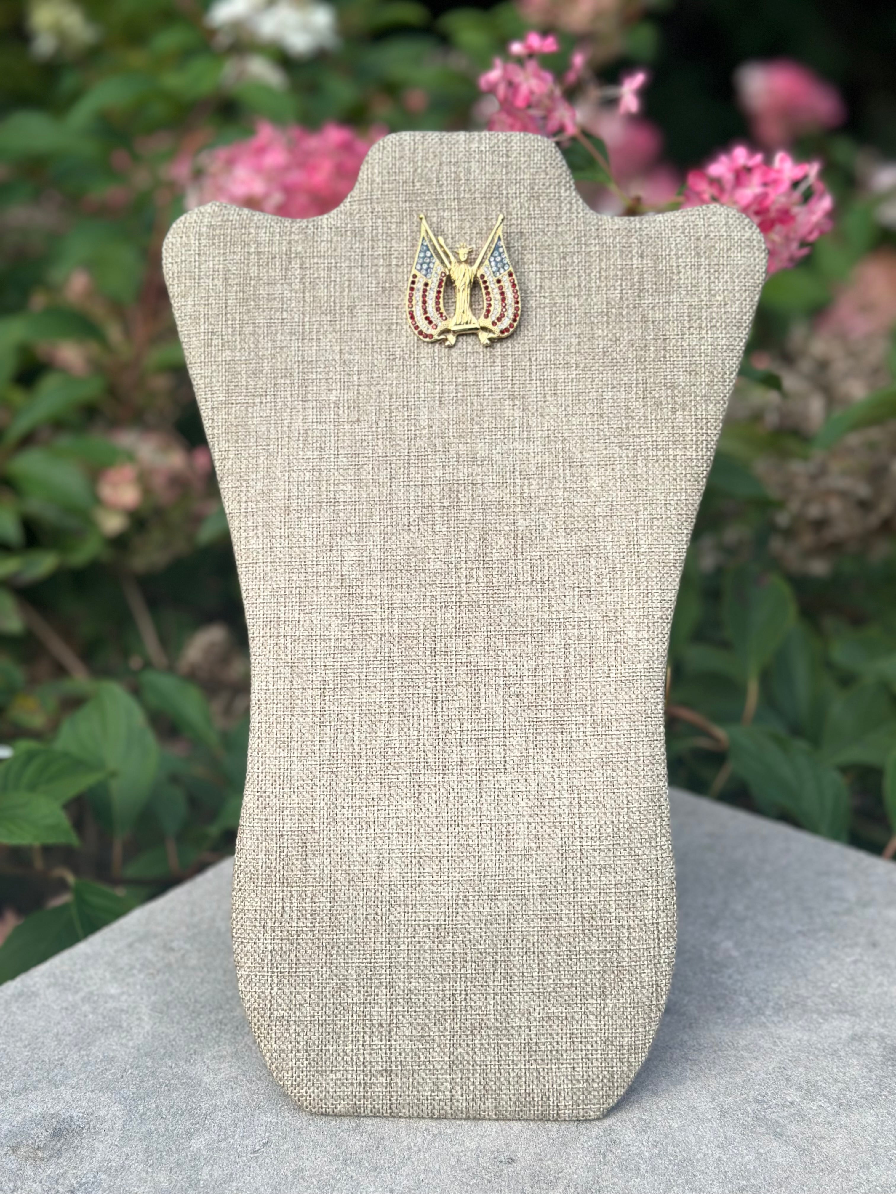 Jewelry, Kenneth Jay Lane (KJL) American Statue of Liberty Patriotic brooch