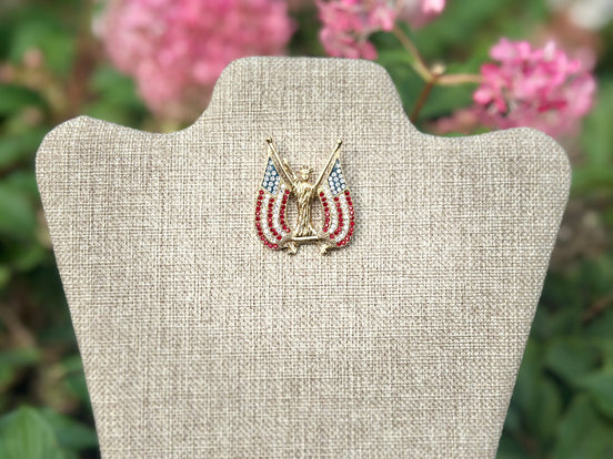 Jewelry, Kenneth Jay Lane (KJL) American Statue of Liberty Patriotic brooch