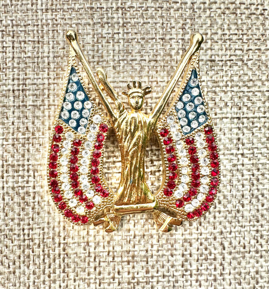 Jewelry, Kenneth Jay Lane (KJL) American Statue of Liberty Patriotic brooch