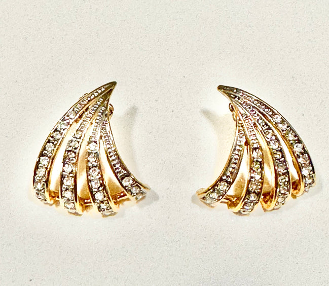 Jewelry, Kenneth Jay Lane (KJL) Fan-shaped Rhinestone Earrings