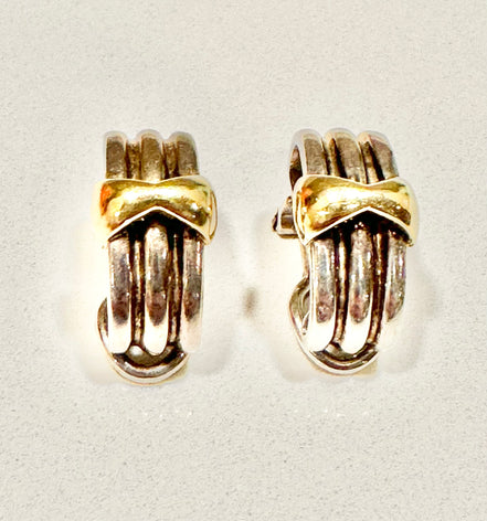 Jewelry, Tiffany Yellow Gold and Sterling Silver Earrings