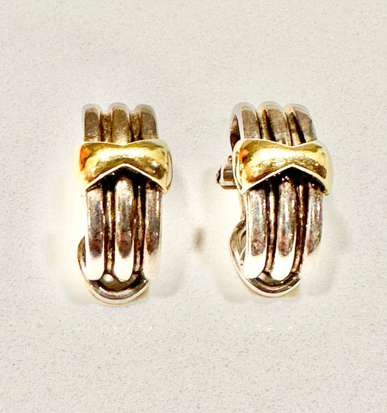 Jewelry, Tiffany Yellow Gold and Sterling Silver Earrings