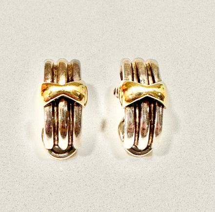 Jewelry, Tiffany Yellow Gold and Sterling Silver Earrings