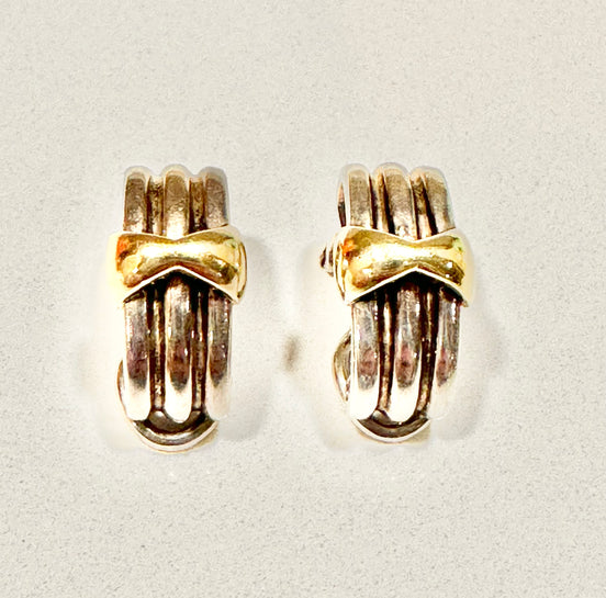 Jewelry, Tiffany Yellow Gold and Sterling Silver Earrings