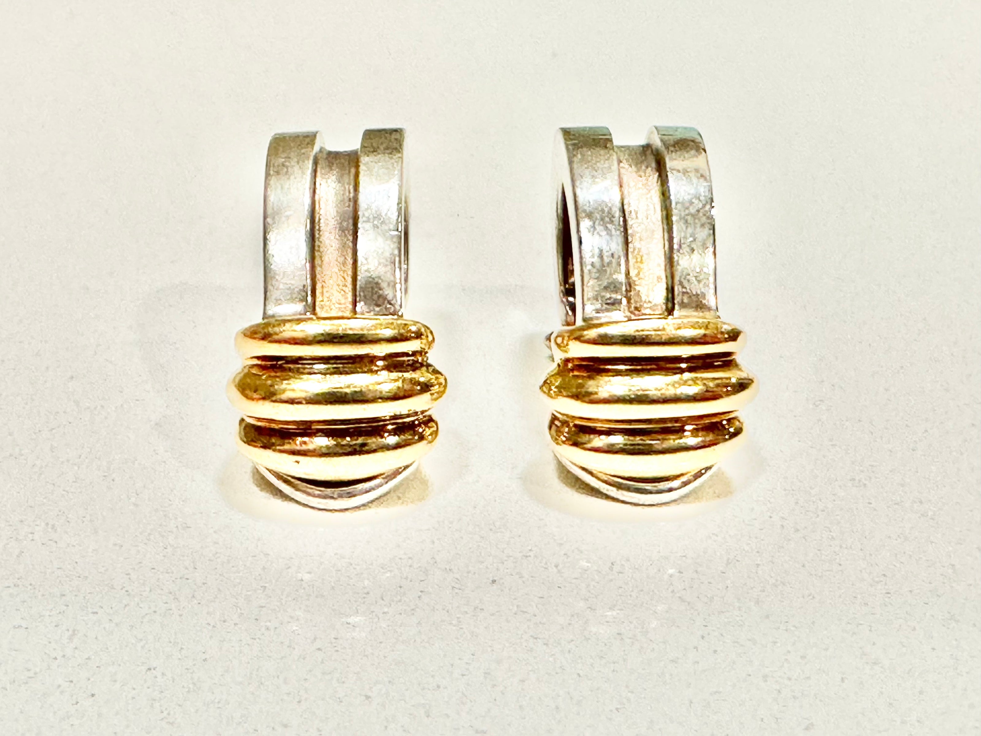 Jewelry, Tiffany Yellow Gold and Sterling Silver Earrings