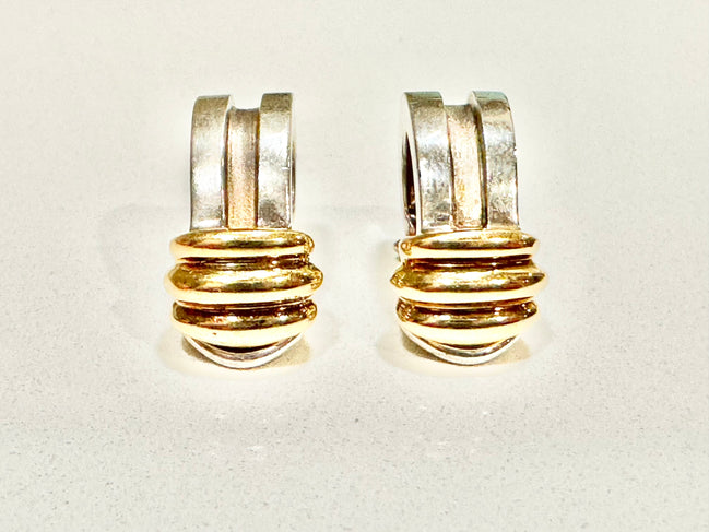 Jewelry, Tiffany Yellow Gold and Sterling Silver Earrings