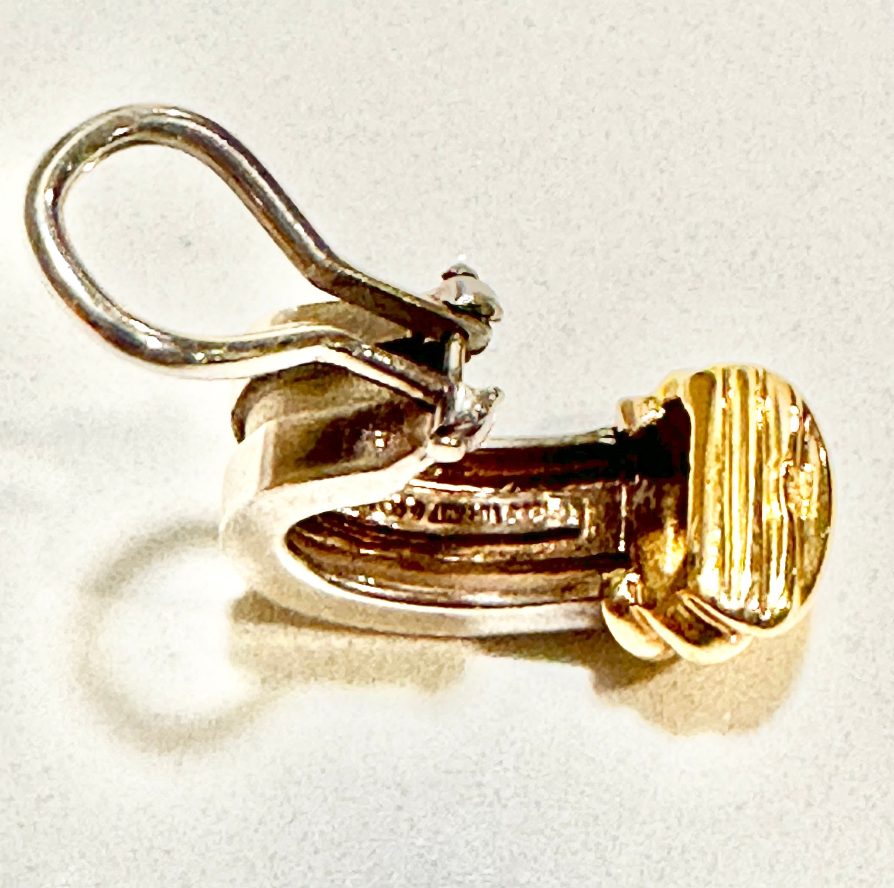 Jewelry, Tiffany Yellow Gold and Sterling Silver Earrings