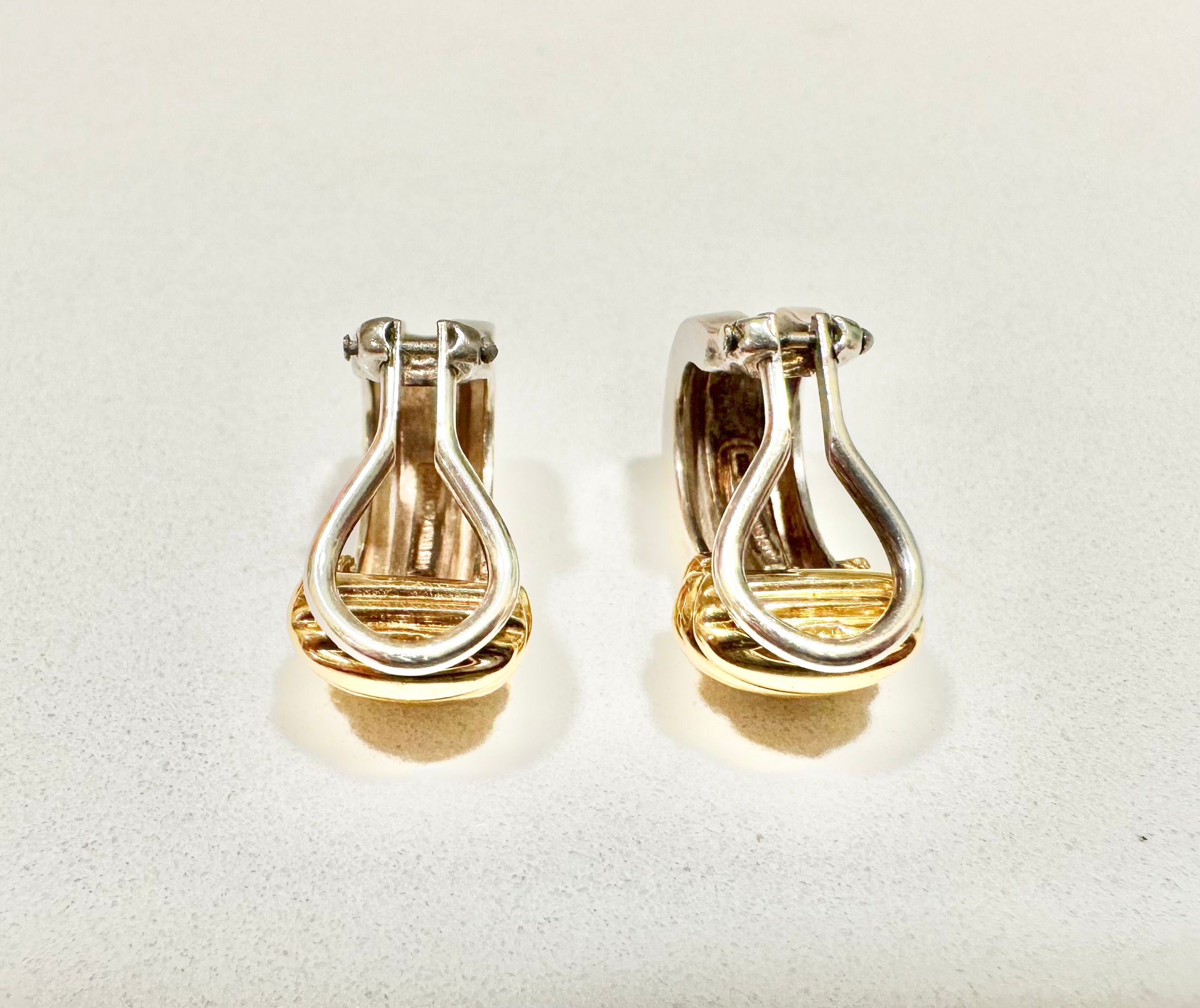 Jewelry, Tiffany Yellow Gold and Sterling Silver Earrings