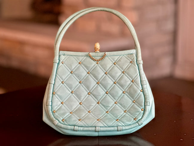 Handbag, Vintage Koret Powder Blue with Coin Purse