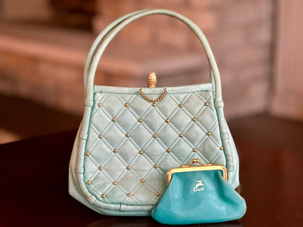 Handbag, Vintage Koret Powder Blue with Coin Purse