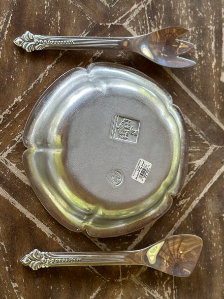 Entertaining, Wilton Armetale Salad Bowl Set With Utensils (Belle Mont)