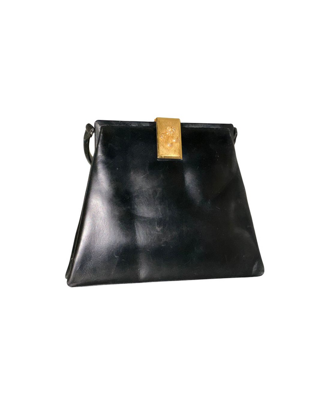 Handbag, Koret Black Bag with Gold Clasp
