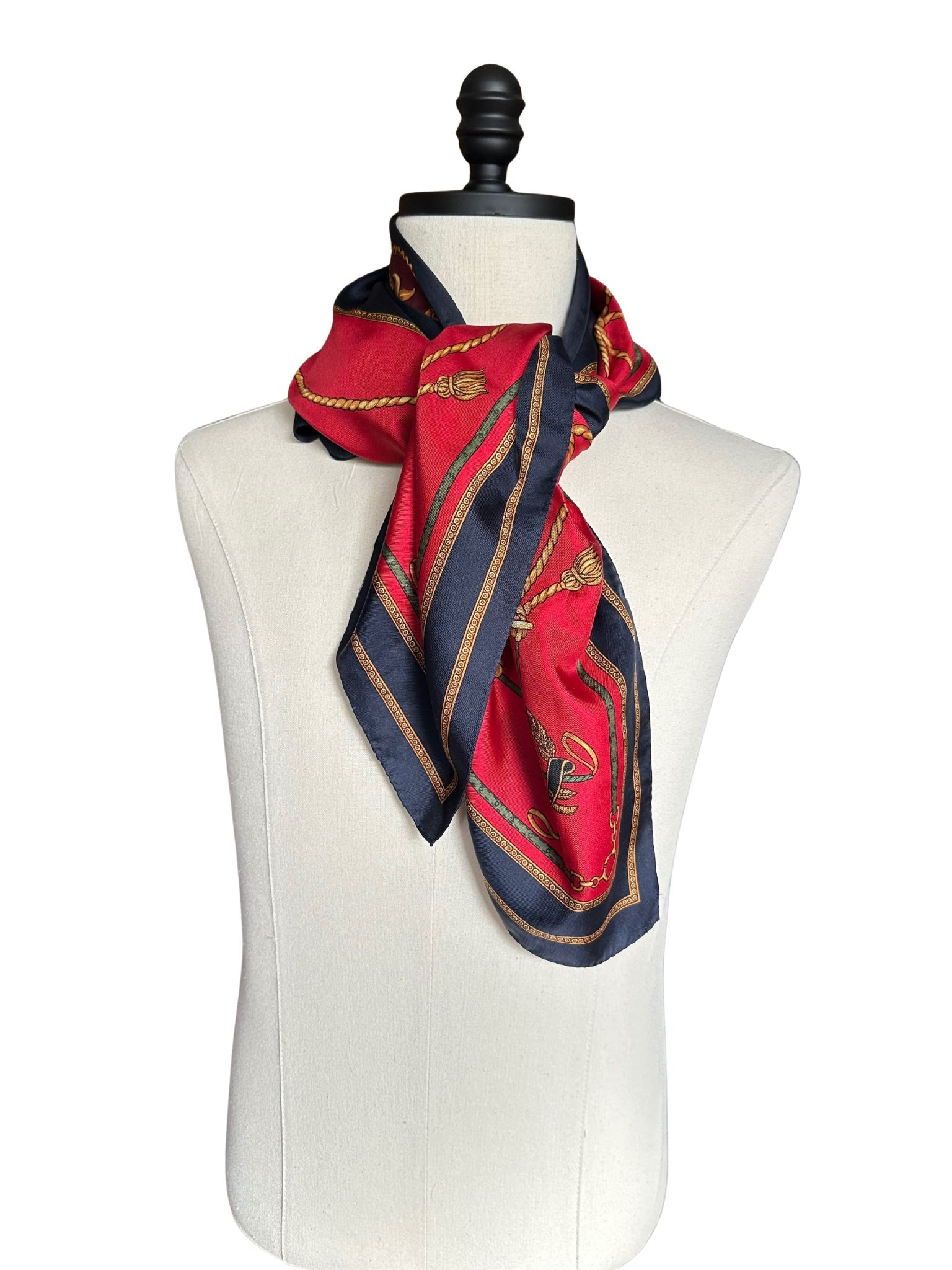 Scarf, Ralph Lauren Polo Navy Red Gold Crown Scarf