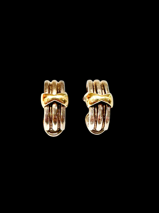 Jewelry, Tiffany Yellow Gold and Sterling Silver Earrings