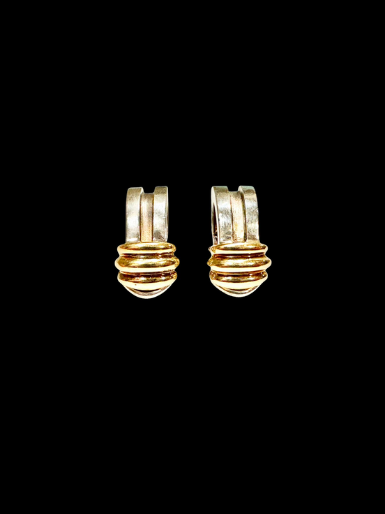 Jewelry, Tiffany Yellow Gold and Sterling Silver Earrings