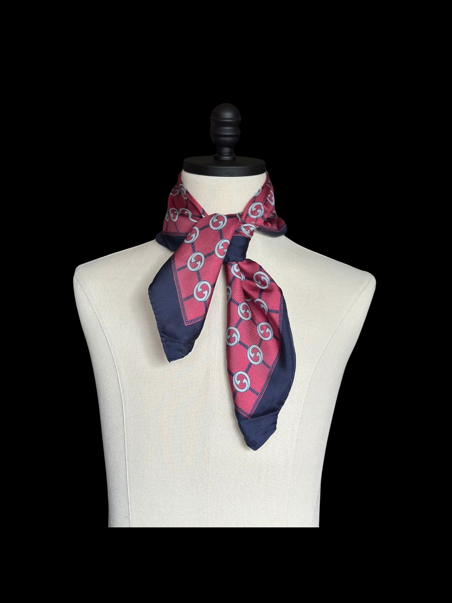 Scarf, Gucci Red Blue Silk Scarf