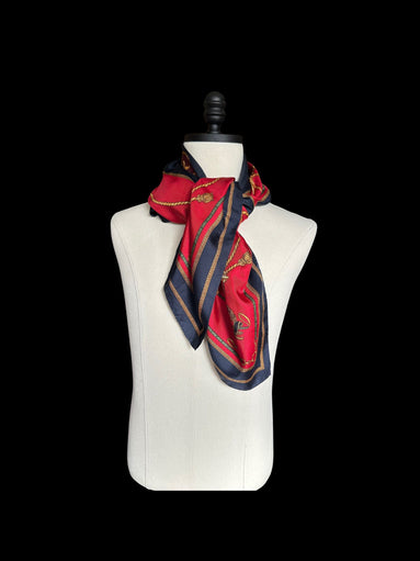 Scarf, Ralph Lauren Polo Navy Red Gold Crown Scarf